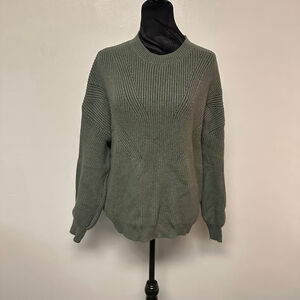 Women's BTFBM Green Ribbed Crew Neck Sweater size large ribbed knit
